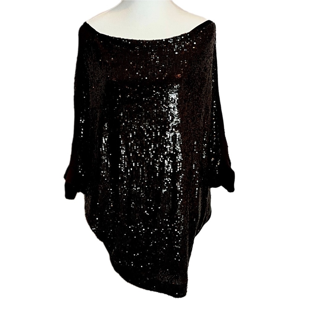Tory Burch Bergdorf Goodman Sequined Batwing Top Sz S Party Elegant Sparkle NYE